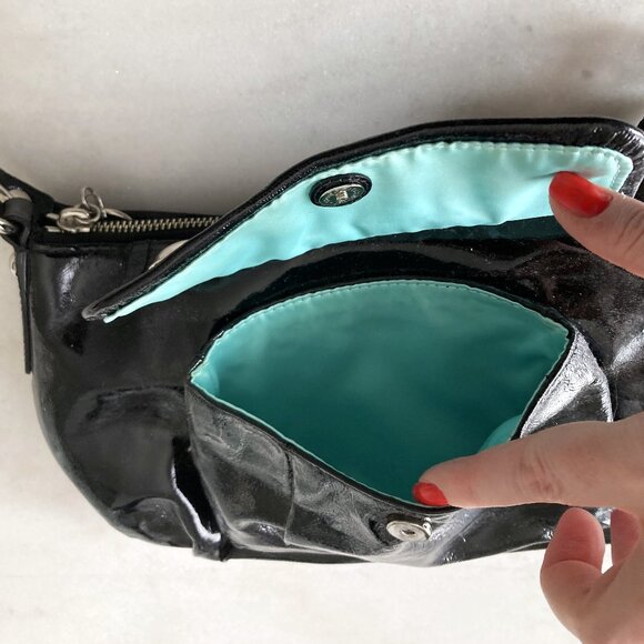 Coach black patent leather purse / shoulder bag - Picture 6 of 8